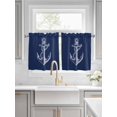 thumbnail image 2 of Half Window Curtains 24 Inches Long, Nautical Anchor Window Treatment Curtain Drapes, Navy Blue Coastal Marine Minimalist Rope Short Curtains Tiers for Kitchen Over Sink, 27.5"x24", 2 Panels, 2 of 7