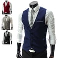 thumbnail image 4 of Joernso Suit Vest Sleeveless Pockets Simple Solid Color Men Formal Business Vest Workwear, 4 of 7