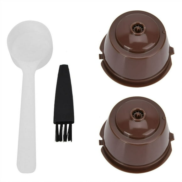 SNNROO Coffee Capsule Pod Reusable Refillable Coffee Capsule Pod Filter Cups Set with Spoon Brush (2 Coffee Capsules)