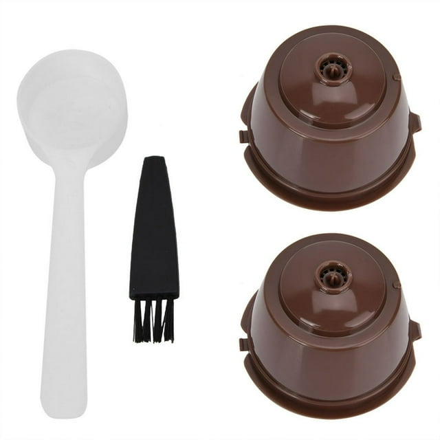 LNGOOR Ensemble de Capsules de Café Réutilisables et Rechargeables avec Cuillère et Pinceau (2 Capsules de Café)