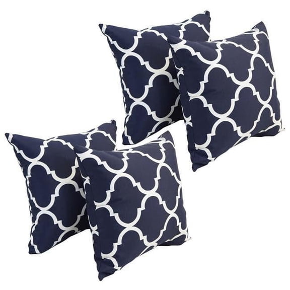 Blazing Needles 9910-S4-OD-161 17 in. Square Polyester Outdoor Throw Pillows, Landview Navy - Set of 4