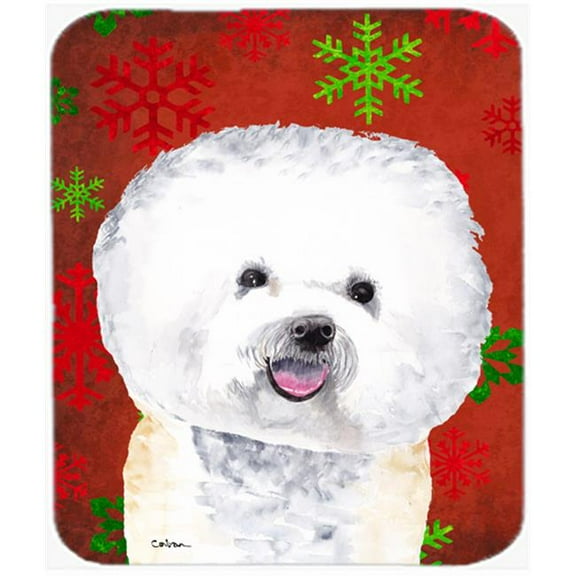 Bichon Frise Red And Green Snowflakes Christmas Mouse Pad, Hot Pad Or Trivet