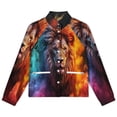 thumbnail image 4 of Jackets for Women Winter Coat Jackets Flannel Stand Collar Jacket(Colorful Lion Flame Art,Size:S-4XL), 4 of 7