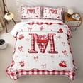 thumbnail image 2 of jejeloiu Ribbon Bow Twin Quilt Set For Girls,Red 3D Cartoon Initial Letter M Twin Coverlet Set For Kids,2 Pieces, 2 of 7