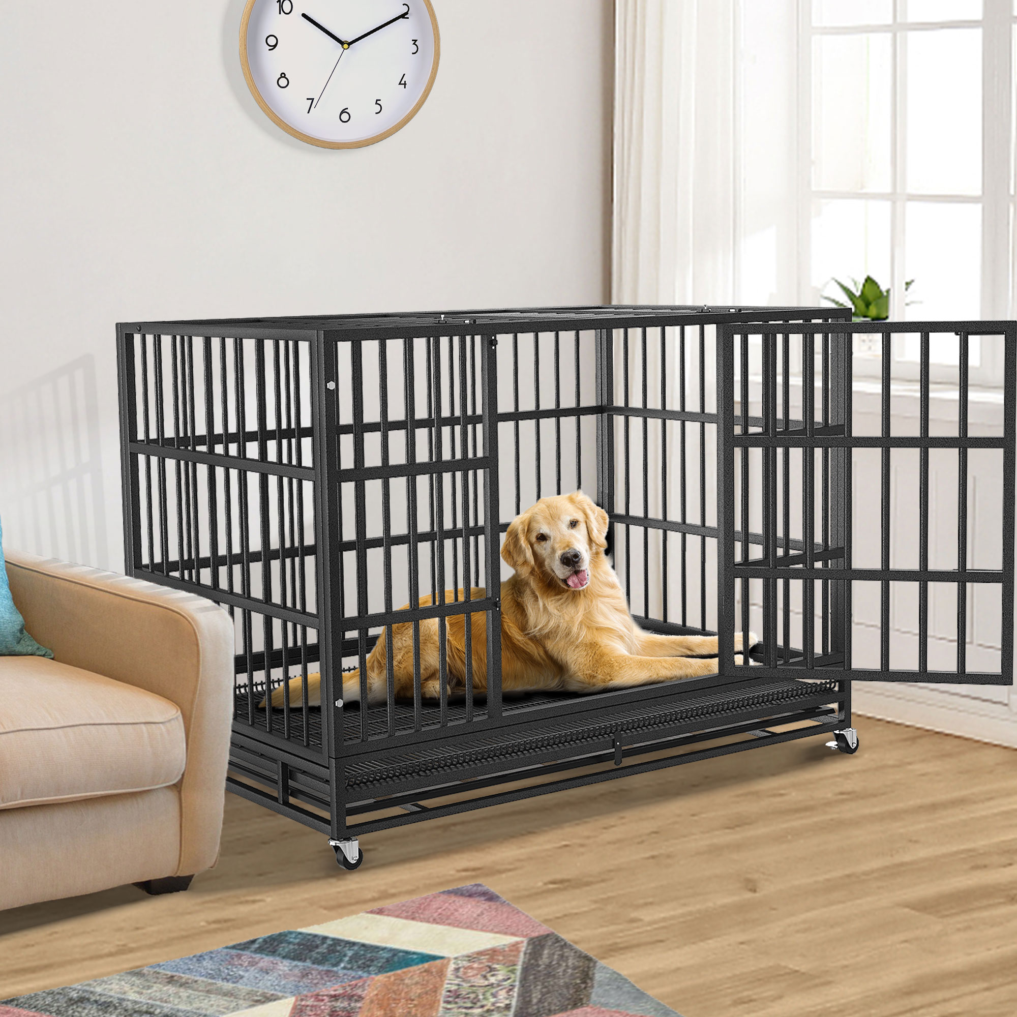 BOLDBONE 48" Heavy Duty Dog Crate with Wheels photo 4