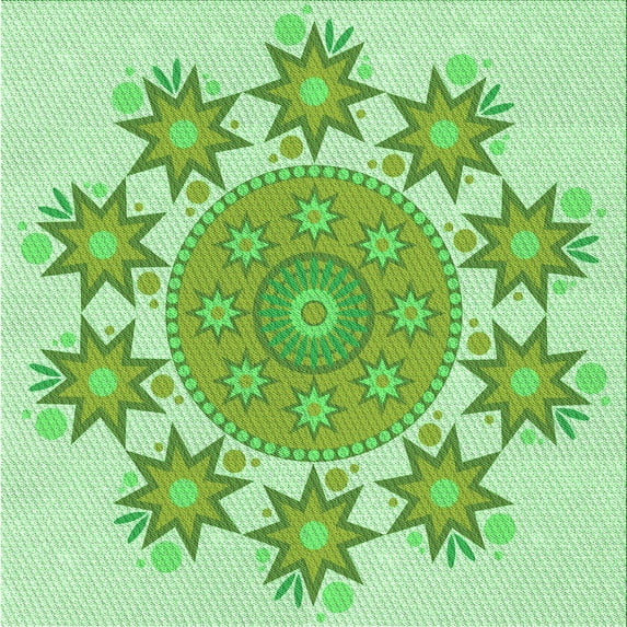 Ahgly Company Machine Washable Indoor Square Transitional Light Green Area Rugs, 7' Square