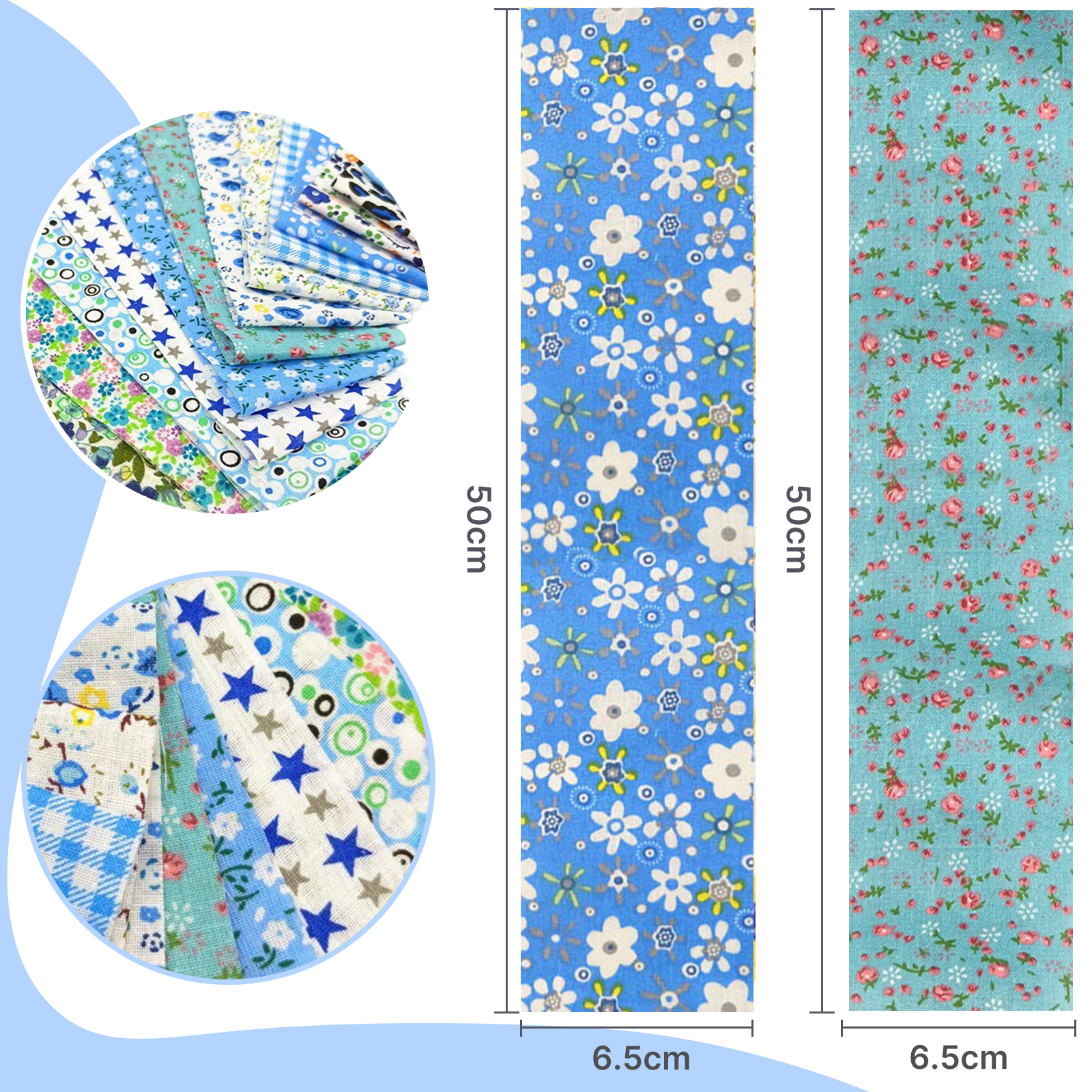 80 Pcs Jelly Roll Fabric Strips for Quilting Fabric, Sewing Supplies & DIY Crafts-2.6 Inch Precut Cotton Fabric Bundles, Perfect for Quilt Projects,Floral Patchwork Blue