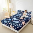 thumbnail image 4 of Homewish Cute Dinosaur King Sheet Set, Blue Leaves, 4-Piece Luxury, 4 of 7