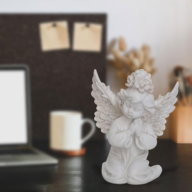 Estatua de ángel de resina, ala de ángel pequeño, artesanía, escultura conmemorativa, decoración, oración nórdica, estatua de ángel pequeño, decoración de estantes para el hogar, cumpleaños