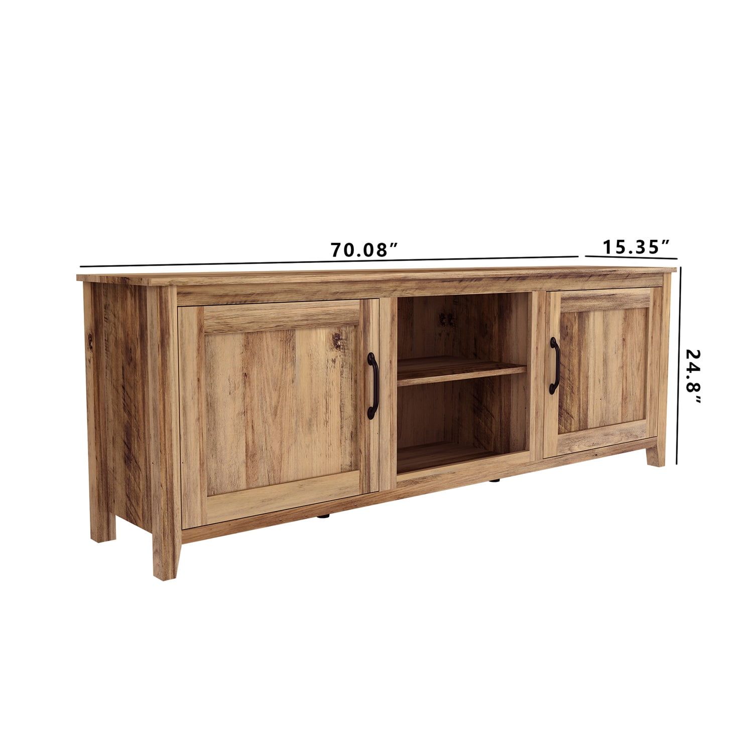 Kadyn Modern Farmhouse TV Stand, Particle Board TV Console with Two Doors, Media Console Entertainment Center for TVs up to 60", Light Brown