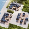 thumbnail image 4 of Clouddwell 8 Piece Outdoor Patio Furniture Set with 44" Fire Pit Table, Wicker Rattan Patio Sectional Sofa Set (Blue), 4 of 6