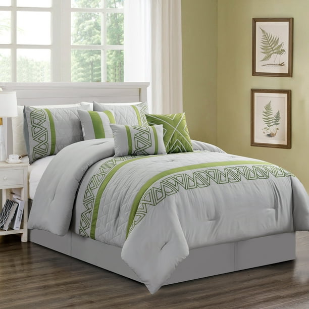 Unique Home Farrar 7 Piece Collection Comforter Set Abstract Triangle