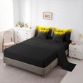 thumbnail image 3 of jejeloiu Gradient Geometric Print 7pcs Bedding Comforter Set For Boy,Yellow Black Ombre Art Queen Bedding Sets For Kids,Reversible, 3 of 7