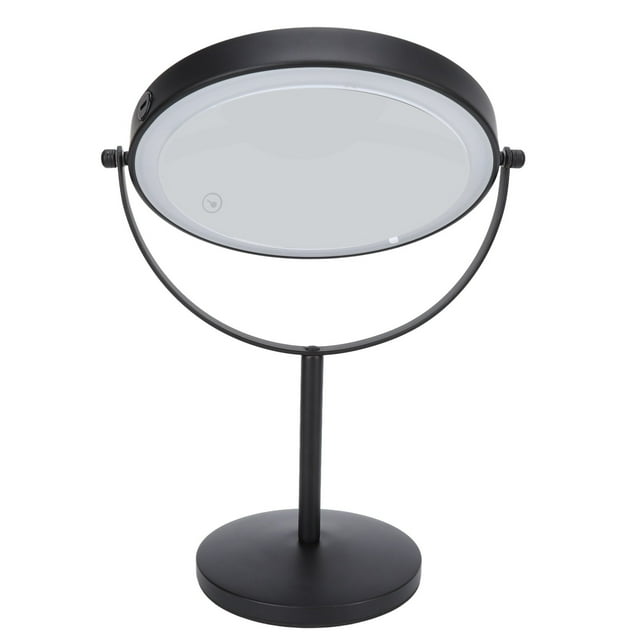 Espejo De Maquillaje Con Luz LED, Espejo De Maquillaje Iluminado Con Base Estable De Acero Inoxidable De 8 Pulgadas, Rotación De 360 grados, Doble Cara Para Uso Doméstico