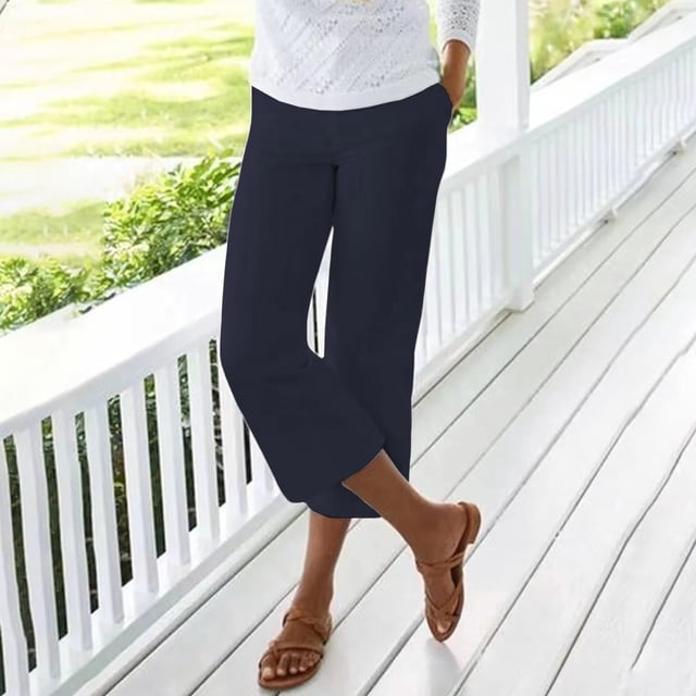 WILLBEST Pantalones Casuales para Mujer, Pierna Ancha, Cintura Elástica, Holgados, con Bolsillos, para Mayor Comodidad y Estilo Diario. Extra Grande