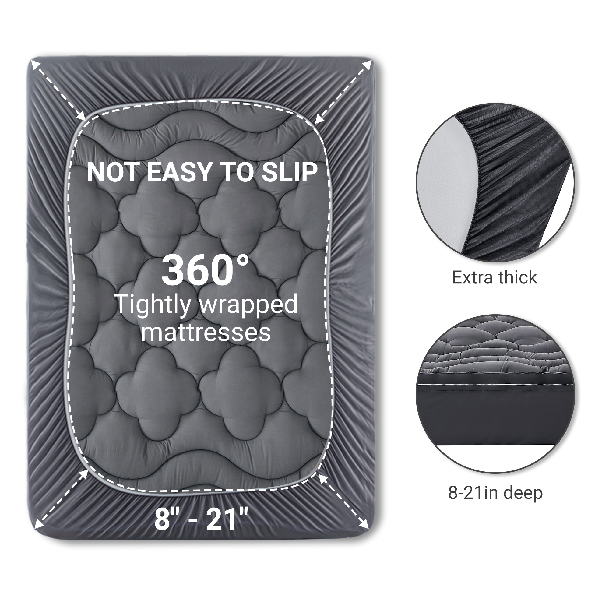 BDEUS Extra Thick Queen Mattress Topper, Gray photo 2