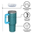thumbnail image 4 of Teal Christmas Snowflake Pattern Tumbler with Handle and Lid,40oz Double Wall Vacuum Insulated Tumbler,Cups Gift for Women and Men, 4 of 7