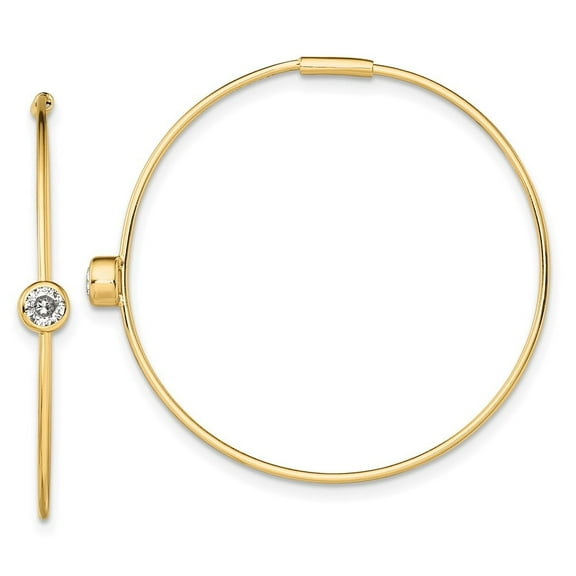 Auriga Fine Jewelry 925 Sterling Silver Gold-tone Polished CZ Bezel Endless Round Hoop Earrings for Women