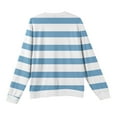 thumbnail image 5 of Wutalume Men's Round Neck Ribbed Knit Pullover, Long Sleeve Striped Print Sweater, Comfortable Stretch Top for Casual Layering and Everyday Wear,Blue L, 5 of 6