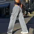 thumbnail image 5 of Audhol Corduroy Pants Women, Women's High Waist Wide Leg Pants Straight Tube Loose Temperament Corduroy Overalls Elastic Waist Casual Pants Work Pants Women Grey L, 5 of 7