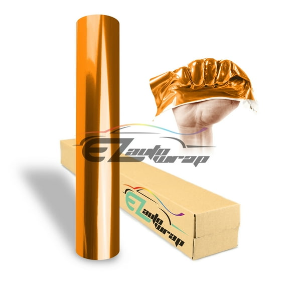 EZAUTOWRAP Chrome Orange Mirror Supercast Easy Stretch Vinyl Wrap Sticker Decal Film Sheet Car Vehicle With Air Release Technology