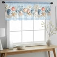 thumbnail image 2 of Blue Coastal Valance Curtains for Kitchen/Living Room/Bathroom/Bedroom Window, Rod Pocket Small Topper Half Short Window Curtains Voile Sheer Scarf, Summer Nautical Beach Conch Starfish Coral 42"x18", 2 of 8