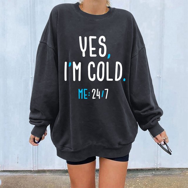 Nouveau Womens Tops 2023 Print Ample Col Rond Manches Longues Molleton Décontracté Coupe Oversize Pull-Over for Women