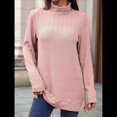 thumbnail image 4 of Camiseta Holgada de Larga con Cuello Alto y Estampado Geométrico de Jacquard para Mujer, Otoño e Invierno. Rosa M, 4 of 10