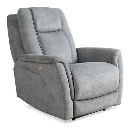 Pemberly Row Fabric Power Zero Gravity Recliner in Hudson Gray