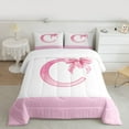 thumbnail image 2 of jejeloiu Pink Bows Full Size Comforter Sets,Letter C Print Bedding Sets For Bowtie Girls Reversible 3pcs, 2 of 8