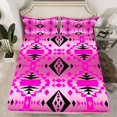 thumbnail image 2 of Homewish Vintage Tribal Aztec Bed Sheets for Adult, Pink Stripes Triangle King Sheets, Southwestern Theme Sheet Set, Microfiber Bedroom Decor, 4 Pieces, 2 of 7