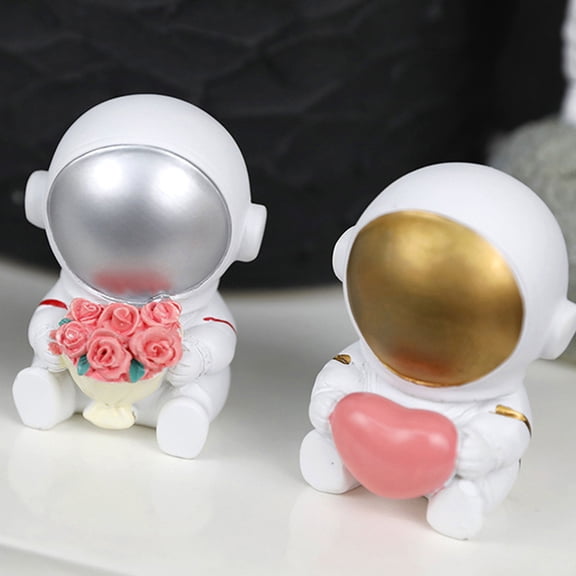 Astronaut Figurine Statue for Party Resin White Creative Decoration 3.54 x 2.95 x 2.36 Inches