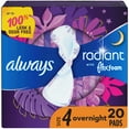thumbnail image 1 of Always Radiant Overnight Feminine Pads for Women, Size 4 for Nighttime, with Wings, Light Clean Scent, 1 of 17