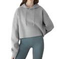 thumbnail image 2 of Amazhiyu Women's Cropped Hoodies Long Sleeves Fleece Crop Top Sweatshirt with Hooded, 2 of 8