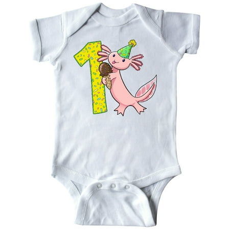 

Inktastic 1st Birthday Axolotl with Ice Cream Gift Baby Boy or Baby Girl Bodysuit