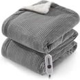 thumbnail image 2 of EastVita 50-in x 60-in Waffle Heated Blanket Electric Throw Gray, 2 of 9