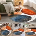 thumbnail image 5 of Round Rug 6Ft Washable Non-Slip, Boho Geometric Circle Area Rugs for Living Room Bedroom, Orange Blue Abstract Patterned Gold Stripes Indoor Floor Mats Carpet Runner for Home Decor Aesthetic, 5 of 8
