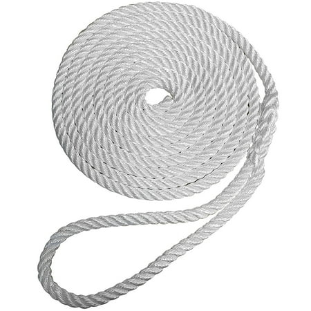 UPC: 9011800229462 | Robline Robline Premium Nylon 3 Strand Dock Line 3/8 x 20 White