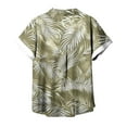 thumbnail image 4 of Byworldtasic Women's Collared Shirt Women Hawaiian Shirt Button Down Blouse Summer Beach Cool Short Sleeve V Neck Tops Green-3, 4 of 4