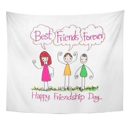 ZEALGNED Abstract Happy Friendship Day and Best Friends Forever Idea Wall Art Hanging Tapestry Home Decor for Living Room Bedroom Dorm 51x60