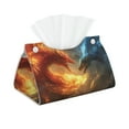 thumbnail image 2 of Lsque Red And Blue Fire Dragon B Printed Long Tissue Box Cover Holder, Facial Paper Organizer Dispenser,Triangle with Bottom Belt, PVC Leather Decorative Organizer, 2 of 9