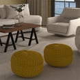 thumbnail image 4 of Renee Transitional Round Pouf in Golden Yellow Velvet Fabric, 4 of 8