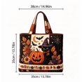thumbnail image 3 of Halloween Tote Bag for Women Quilted Large Shopping Handbag, Black Cat Witch Hat Jack‑O‑Lantern Shoulder Bag, Halloween Fall Holiday Reusable Grocery Tote, 3 of 4