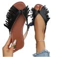 thumbnail image 5 of Bkhluea Women Fringe T-Strap Slide Sandals Slip On Comfortable Footwear For Beach Travel Daily Casual Outdoor Activities, 5 of 7