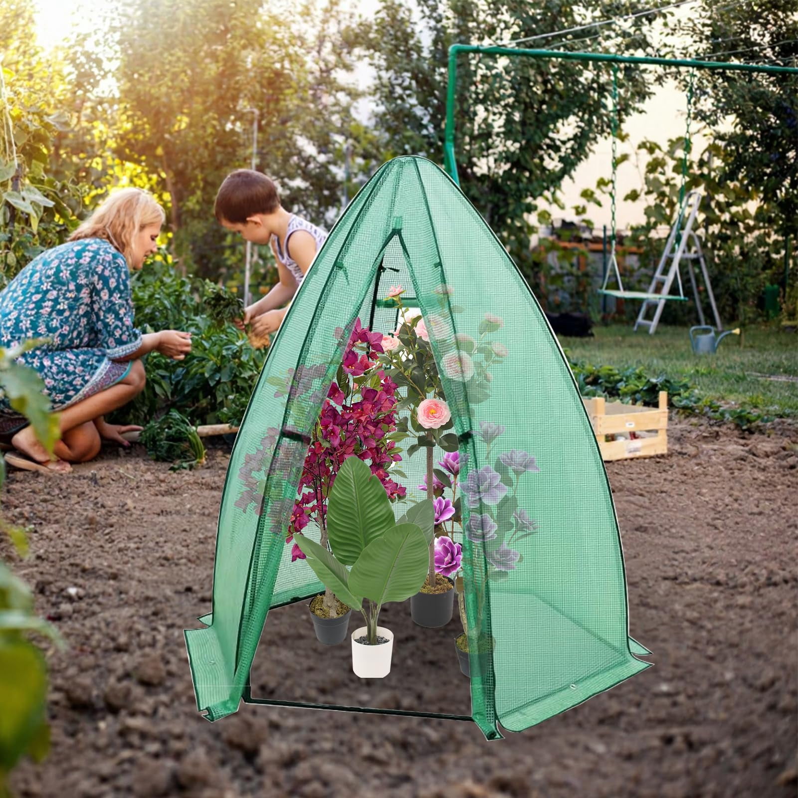 Heavy Duty Hexagonal Greenhouse for Outdoor Plants – Portable Garden Cold Frame with Durable PE Cover, Zippered Door, Mesh Window – Stable Winter Protection for Vegetables, Flowers, Herbs, Fruits