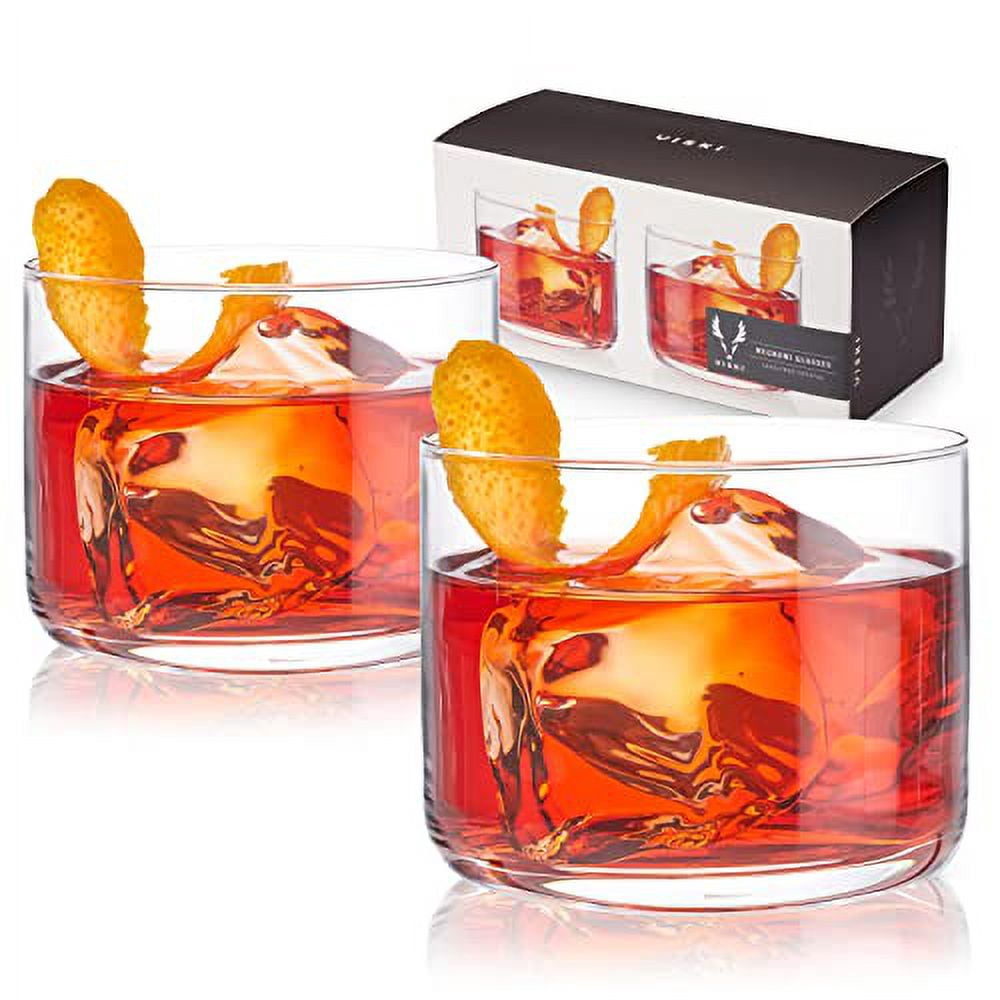 Viski Element Tumblers, Rocks Glass, Modern Minimalist Old Fashioned Cocktail Glasses, Ultra Fine Crystal 13.5 Oz Set Of 2