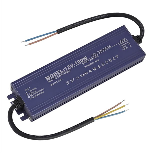 Controlador LED de 12 V IP67 A Prueba de Agua 12 V 100 W Transformador de Fuente de Alimentación 100-264 V CA A 12 Voltios CC Salida de Bajo Voltaje, para Luz