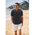 thumbnail image 2 of COOFANDY Mens Summer Henley Shirts Button Vacation Shirt Collarless Casual T-Shirts, 2 of 6