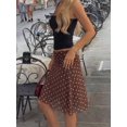 thumbnail image 2 of Brown & White Polka Dot Mesh High Waist A-Line Skirt For Women, 2 of 8