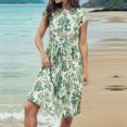 thumbnail image 6 of Summer Dresses for Women Floral Beach Vacation Sundresses Spring Casual Sexy Midi Dresses Green S, 6 of 6